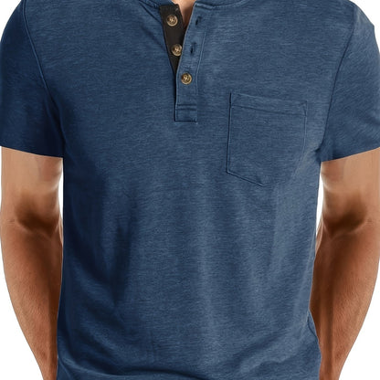 Herren Henley T-Shirt Kurzarm mit Knopfleiste – Casual Freizeitshirt