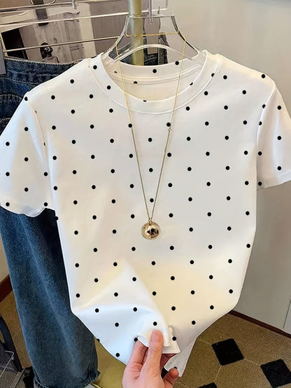 Damen Polka-Dot T-Shirt im eleganten Casual-Stil – Perfekt für Alltag und Freizeit