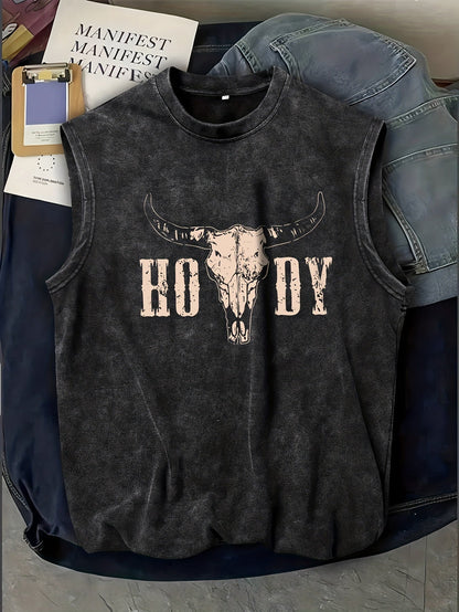 Herren Ärmeloses Western Shirt mit Print – Casual Streetwear für Outdoor und Festivals