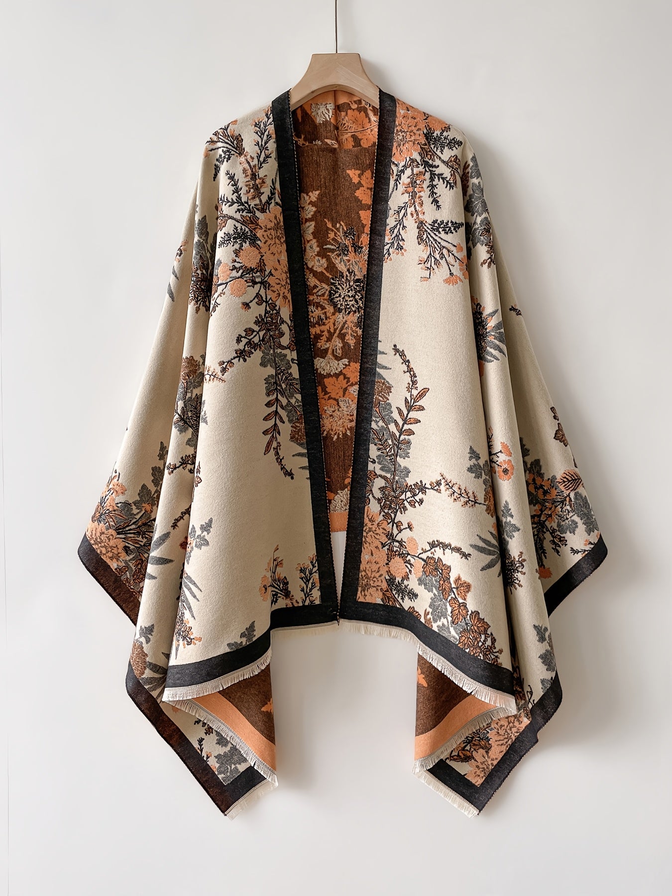 Damen Kimono Cardigan mit floralem Vintage-Muster – Elegante offene Umhangjacke für Freizeit und besondere Anlässe