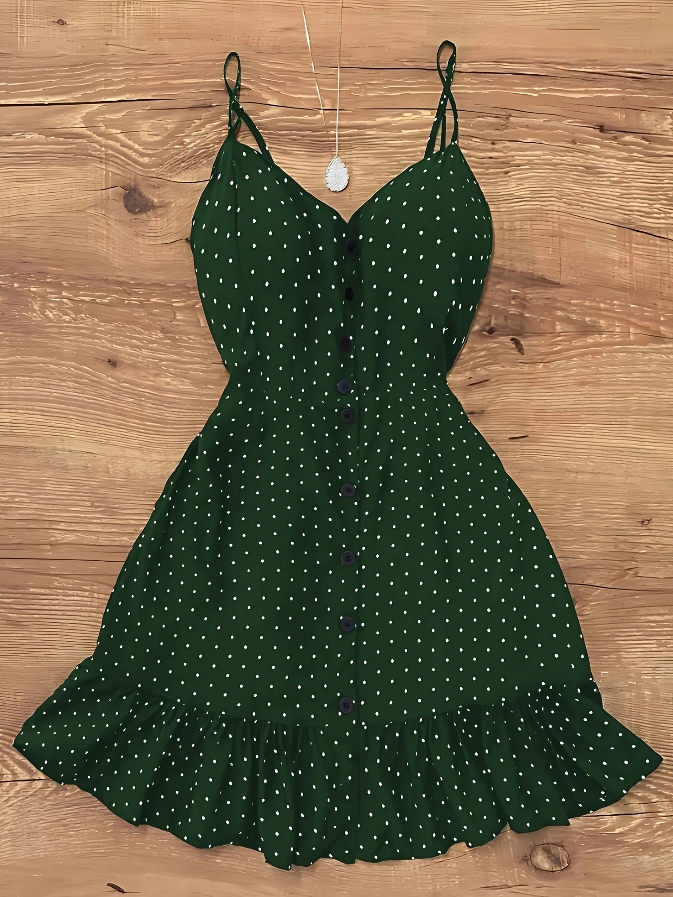 Damen Polka Dot Kleid mit Knopfleiste und Rüschen – Vintage-inspirierter Sommer-Look