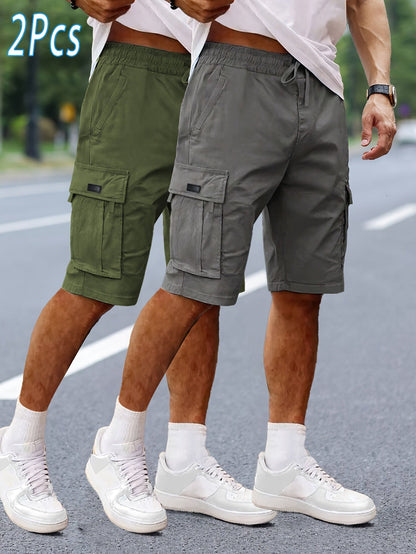 Herren Cargo Shorts 2er Pack – Bequeme Freizeit- und Outdoor-Bermuda mit Taschen
