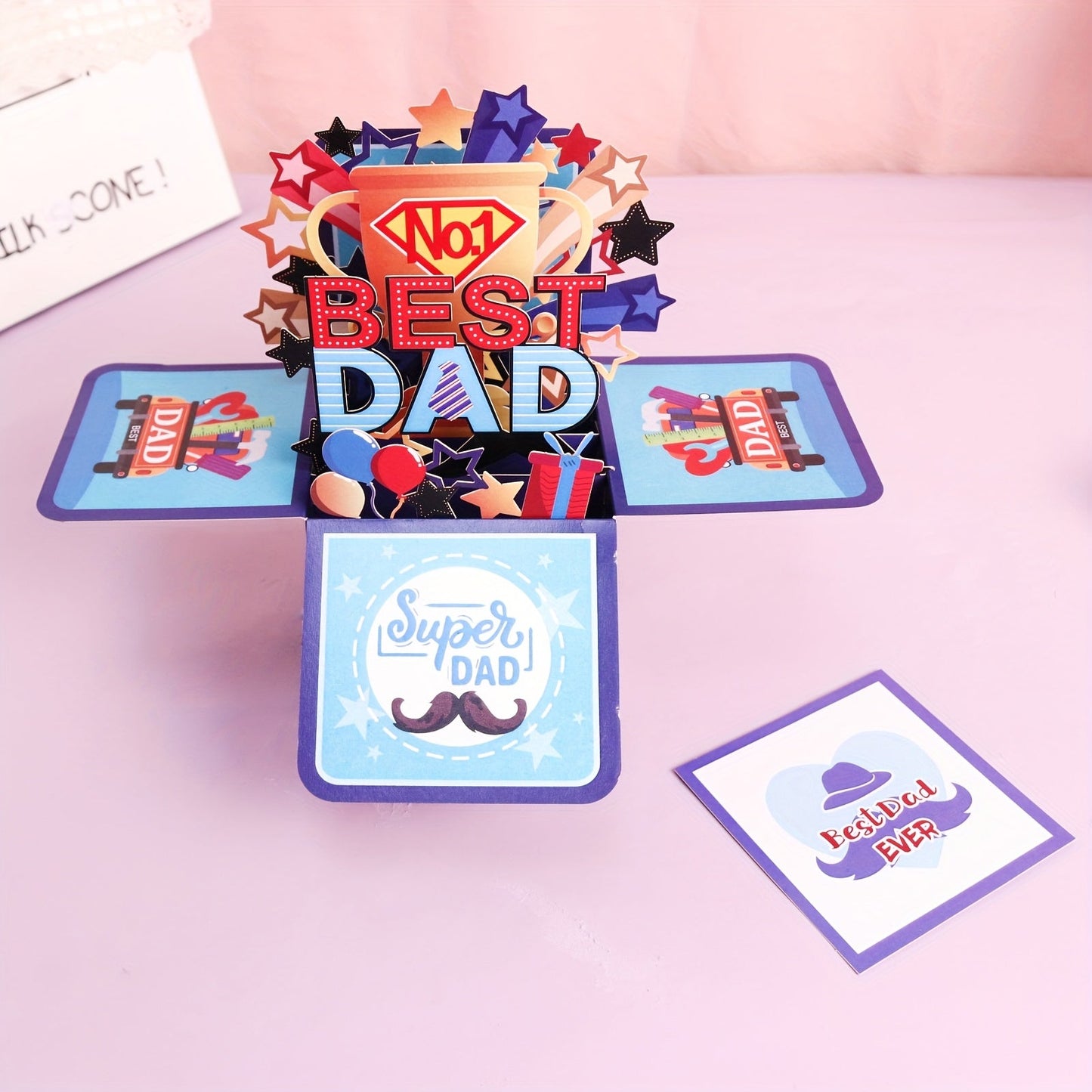 Vaterstags 3D Pop-Up Karte – Best Dad Super Dad Grußkarte für Männer, Vatertag Geburtstagskarte Geschenk