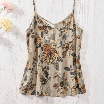 Damen Blusentop mit Blumenmuster und Spaghettiträgern – Elegantes Sommer-Top im Boho-Stil