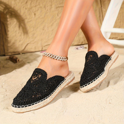 Damen Slipper Geflochten Boho Stil Freizeit Sandalen für Sommer