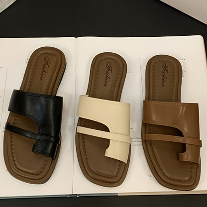 Damen Flache Casual Pantoletten – Offene Zehen, Bequeme Sommerschuhe für Alltag & Freizeit