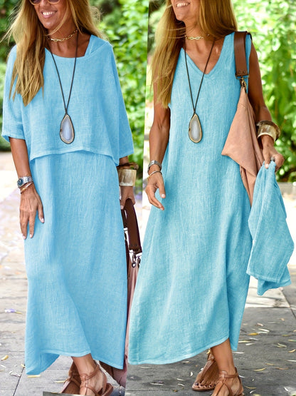 Damen Boho Maxikleid mit Oversize-Look und Halbarm – Lässiges Sommerkleid für Freizeit und Urlaub