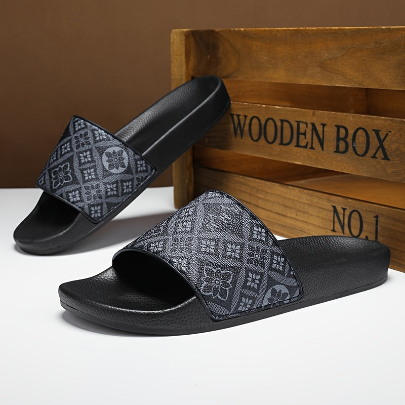 Herren Slide Sandalen mit geometrischem Muster – Stilvolle Freizeitschuhe für Alltag & Entspannung