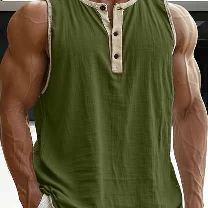 Herren Ärmelloses Henley Shirt Freizeit Modern