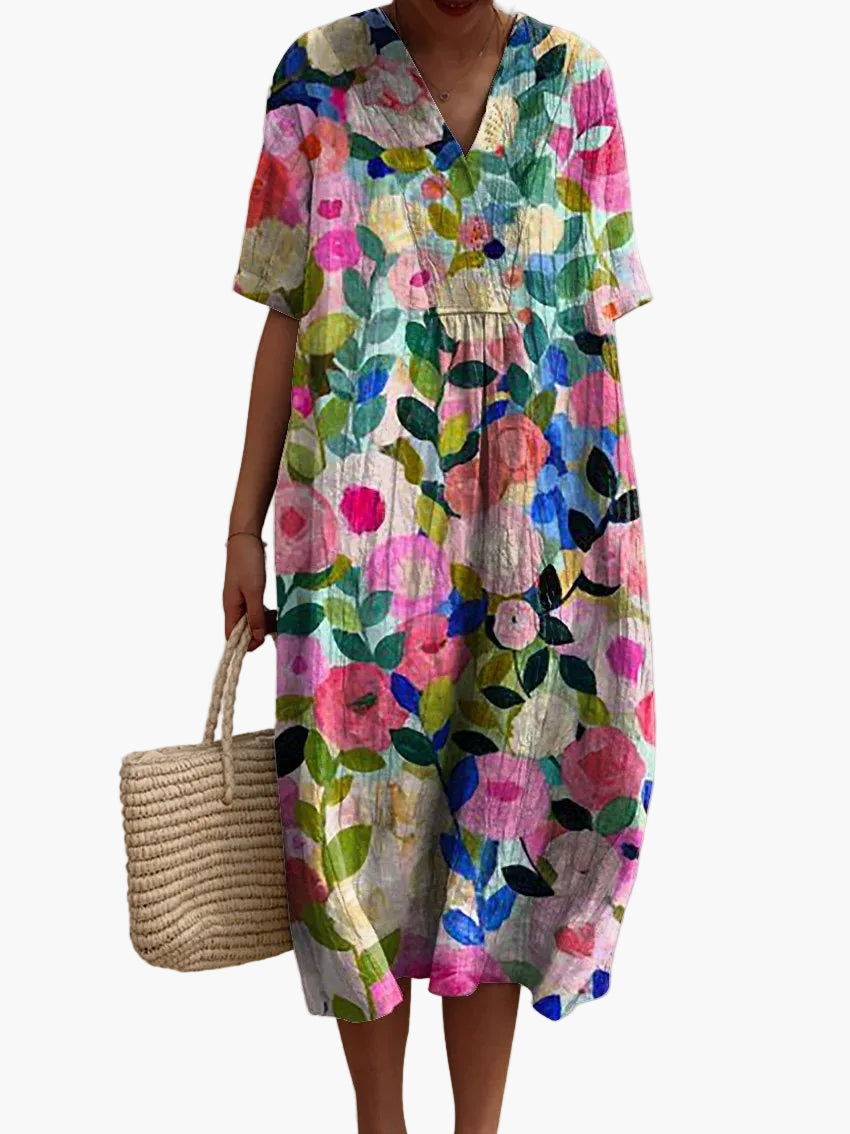 Damen Sommerkleid Boho Stil – Luftiges Freizeitkleid mit Blumenmuster, ideal für Urlaub & Alltag