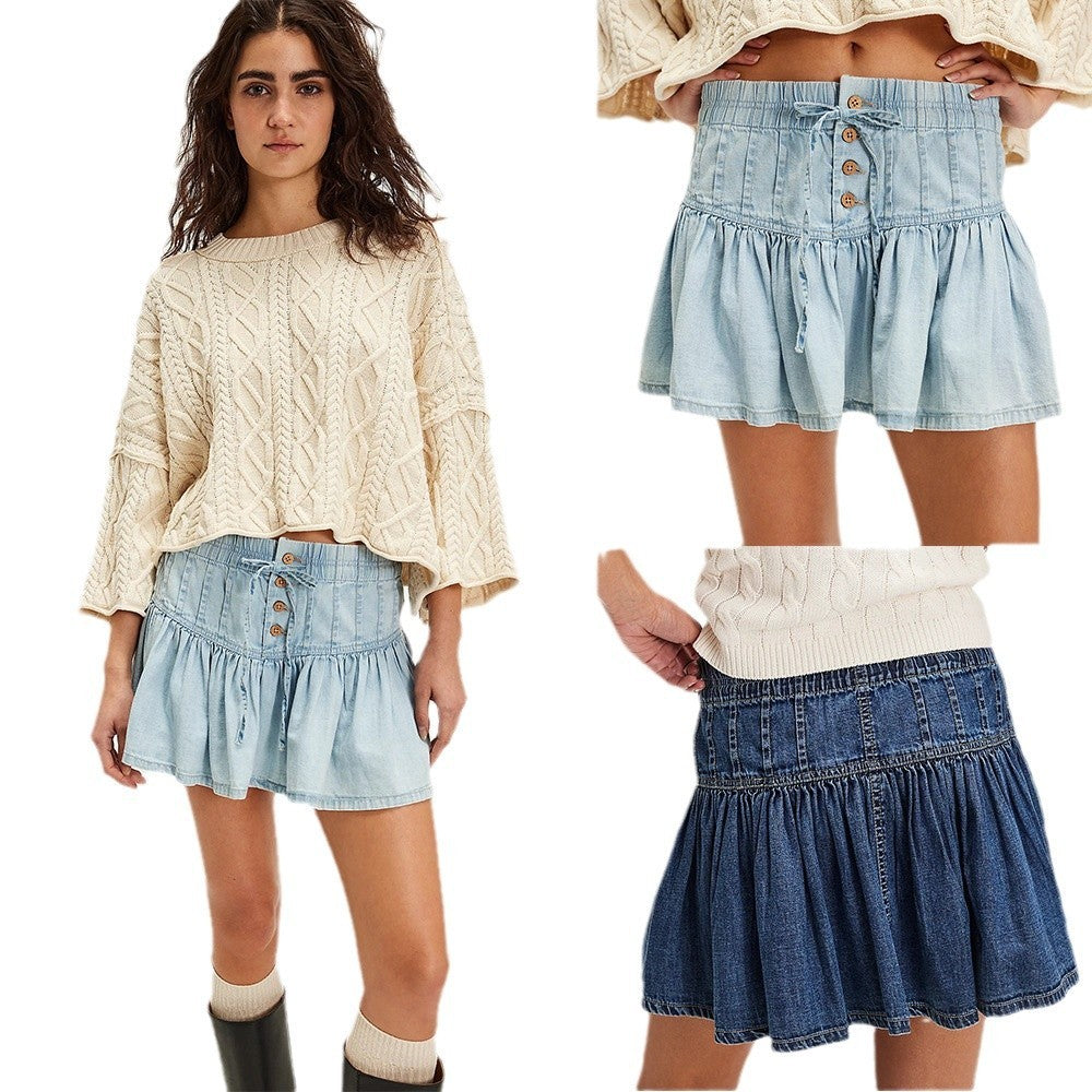 Georgina – Retro-Faltenrock aus Denim