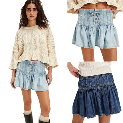 Georgina – Retro-Faltenrock aus Denim