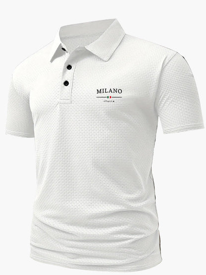 Herren Polohemd mit modernem Strukturmuster und klassischem Kragen – Stilvoll für Freizeit und Alltag