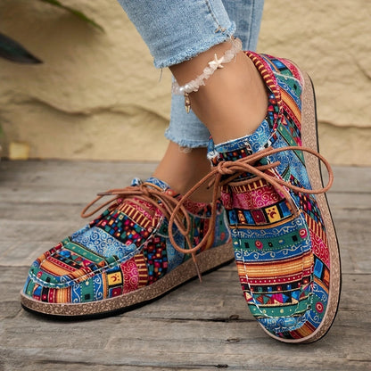 Damen Vintage Freizeitschuhe – Gemusterte Slip-Ons im Boho-Stil für Alltag und Reisen