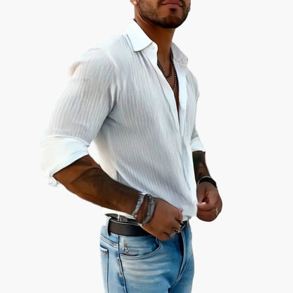 Herren Modernes Streifenhemd mit Reverskragen und Langarm – Elegantes Freizeit- & Party-Outfit