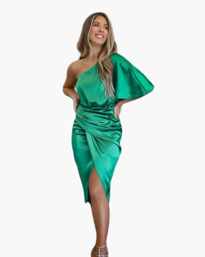 Damen Asymmetrisches Midi-Kleid für Abend & Party – Elegante One-Shoulder Silhouette