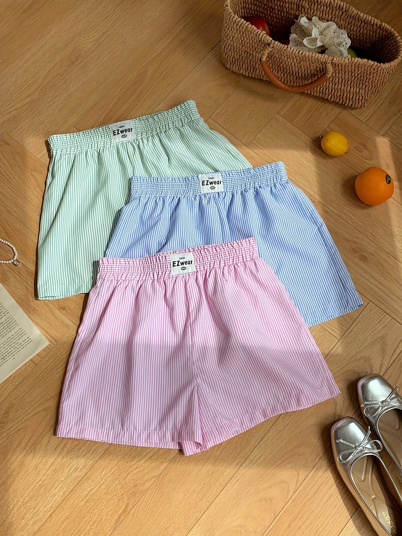 Damen Pyjama Shorts Set – Gestreifte lockere Homewear, bequem & stilvoll