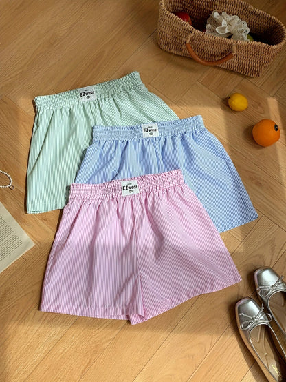 Damen Pyjama Shorts Set – Gestreifte lockere Homewear, bequem & stilvoll