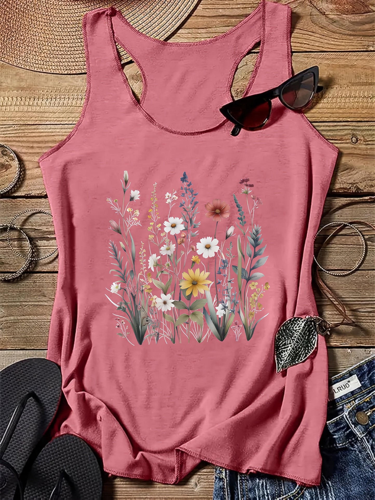Damen Tanktop mit floralem Boho-Print – Sommer Freizeitshirt für Damen