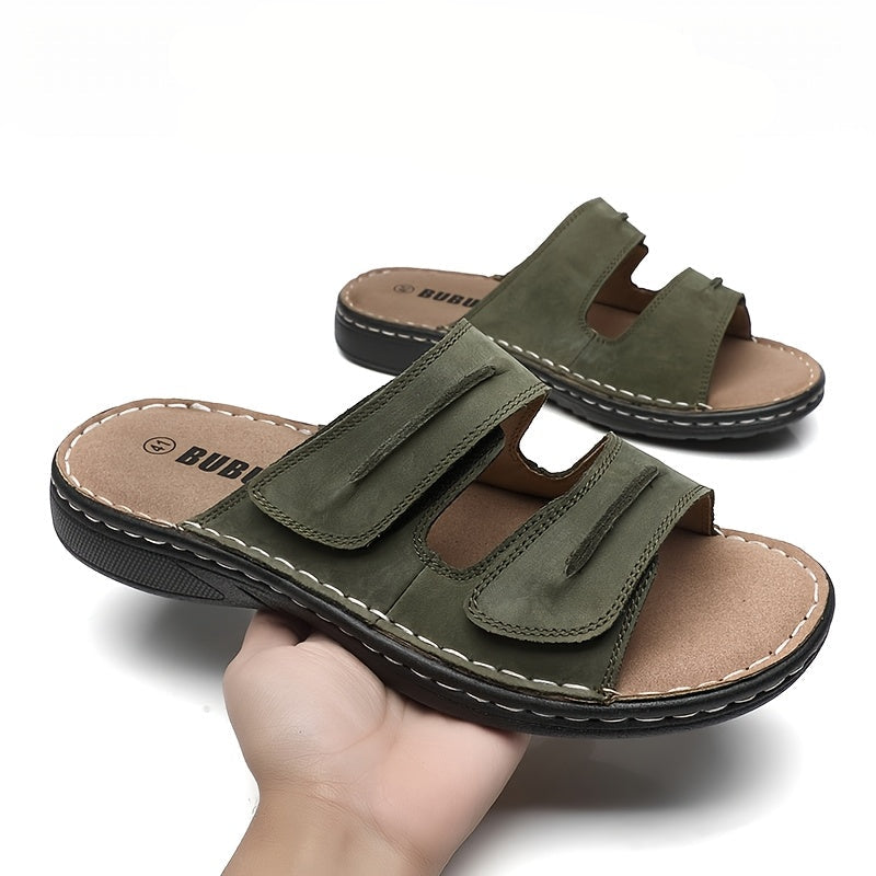 Herren Komfort-Sandalen für Alltag und Freizeit – Offene Pantoletten mit Klettverschluss