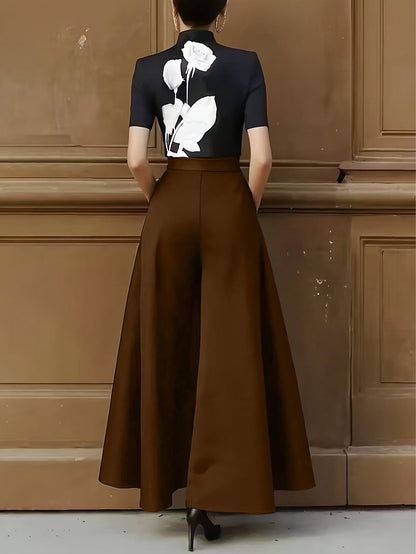 Damen Weite Palazzo-Hose Elegant Modern Business Look