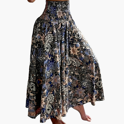 Damen Maxirock Boho-Stil mit tropischem Muster – Perfekt für Sommer, Urlaub & Freizeit