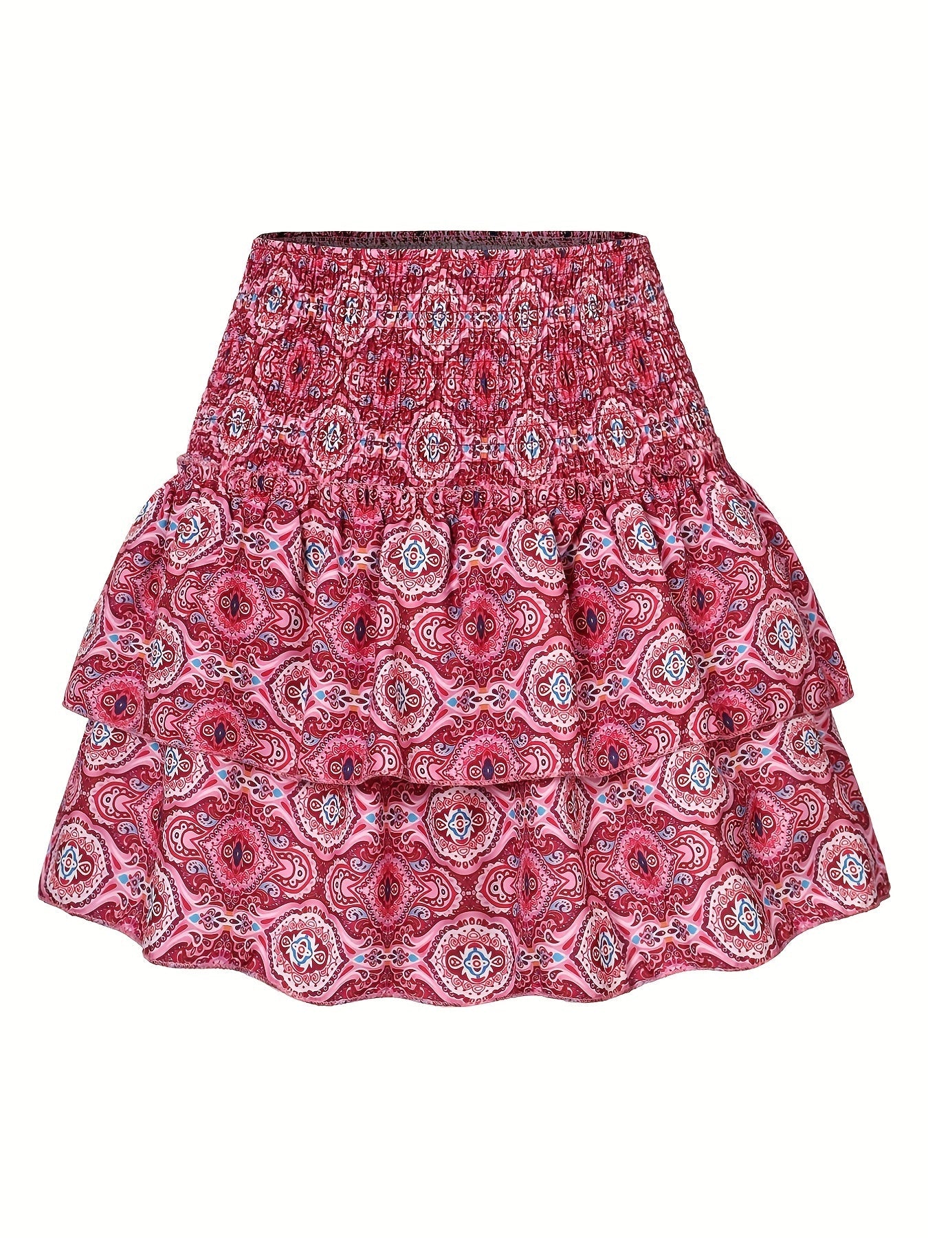 Damen Minirock mit tropischem Print und Rüschen – Sommerlicher Freizeit-Look