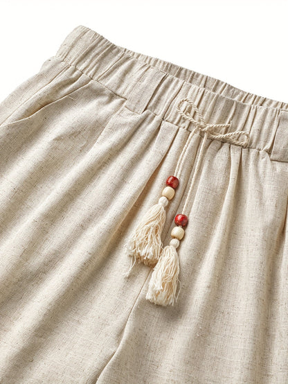 Herren Boho-Shorts mit Kordelzug und Quasten – Lässiger Sommerstil für Urlaub & Freizeit