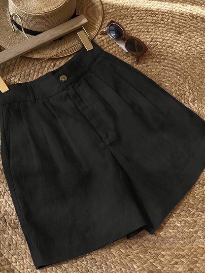 Damen Vintage Sommer-Shorts mit Bundfalten – Eleganter Freizeitstil für warme Tage