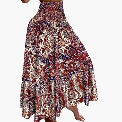 Damen Maxirock Boho-Stil mit tropischem Muster – Perfekt für Sommer, Urlaub & Freizeit