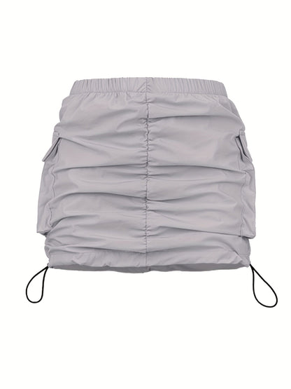 Damen Utility Minirock mit Kordelzug und Cargo-Taschen – Moderner Streetstyle