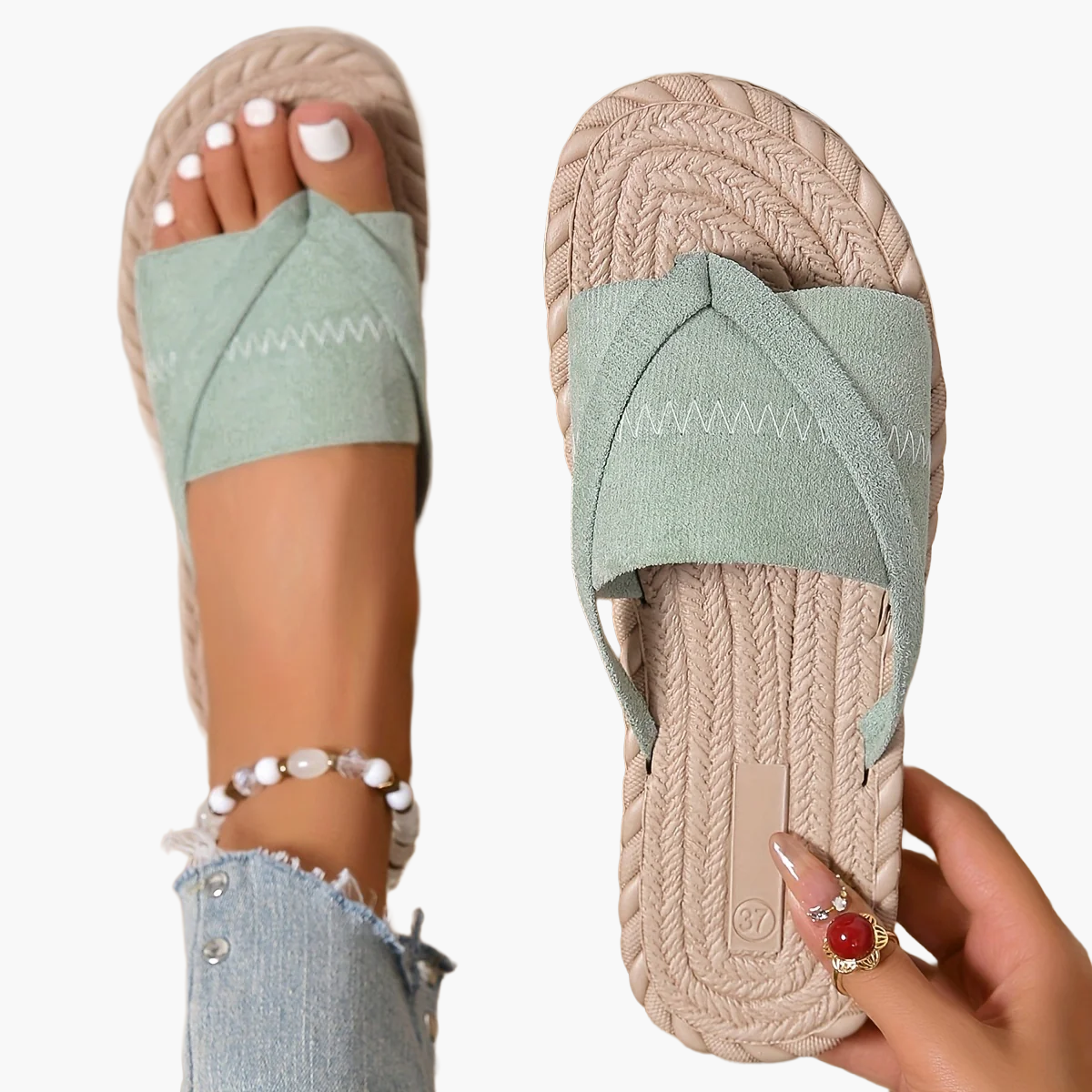 Damen Komfort-Sandalen im Preppy-Stil für Freizeit und Sommer