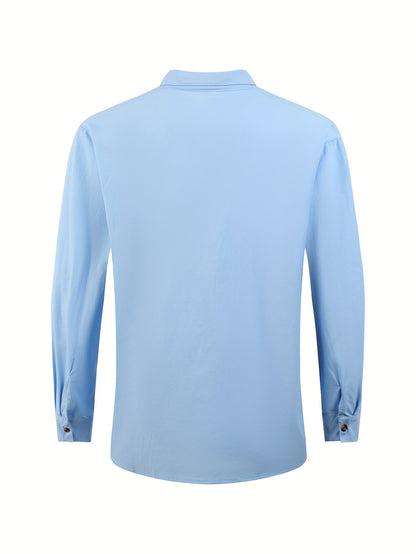 Herren Stehkragen Hemd Elegant Freizeit Langarm Modernes Design