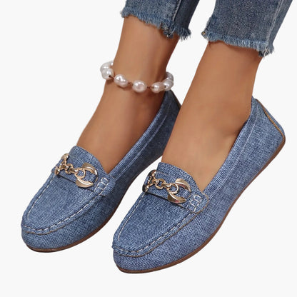 Damen Mokassins Klassisch Bequem mit Ketten-Detail – Elegante Slip-On Schuhe für Alltag und Freizeit