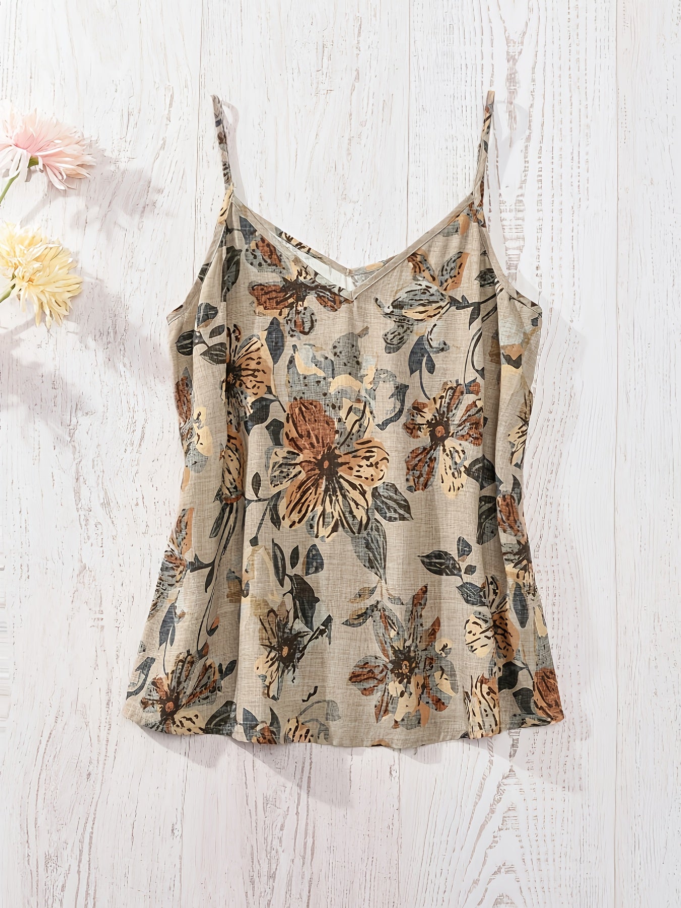 Damen Blusentop mit Blumenmuster und Spaghettiträgern – Elegantes Sommer-Top im Boho-Stil