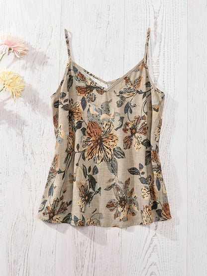 Damen Blusentop mit Blumenmuster und Spaghettiträgern – Elegantes Sommer-Top im Boho-Stil