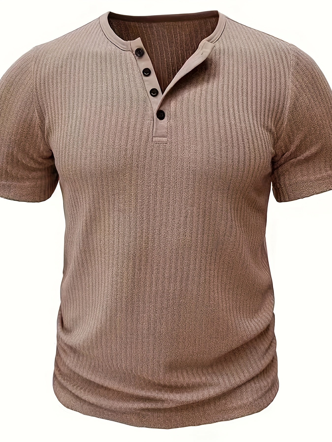 Herren Henley T-Shirt mit Knopfleiste – Lässiges Rippenmuster, Kurzarm, Alltag & Freizeit