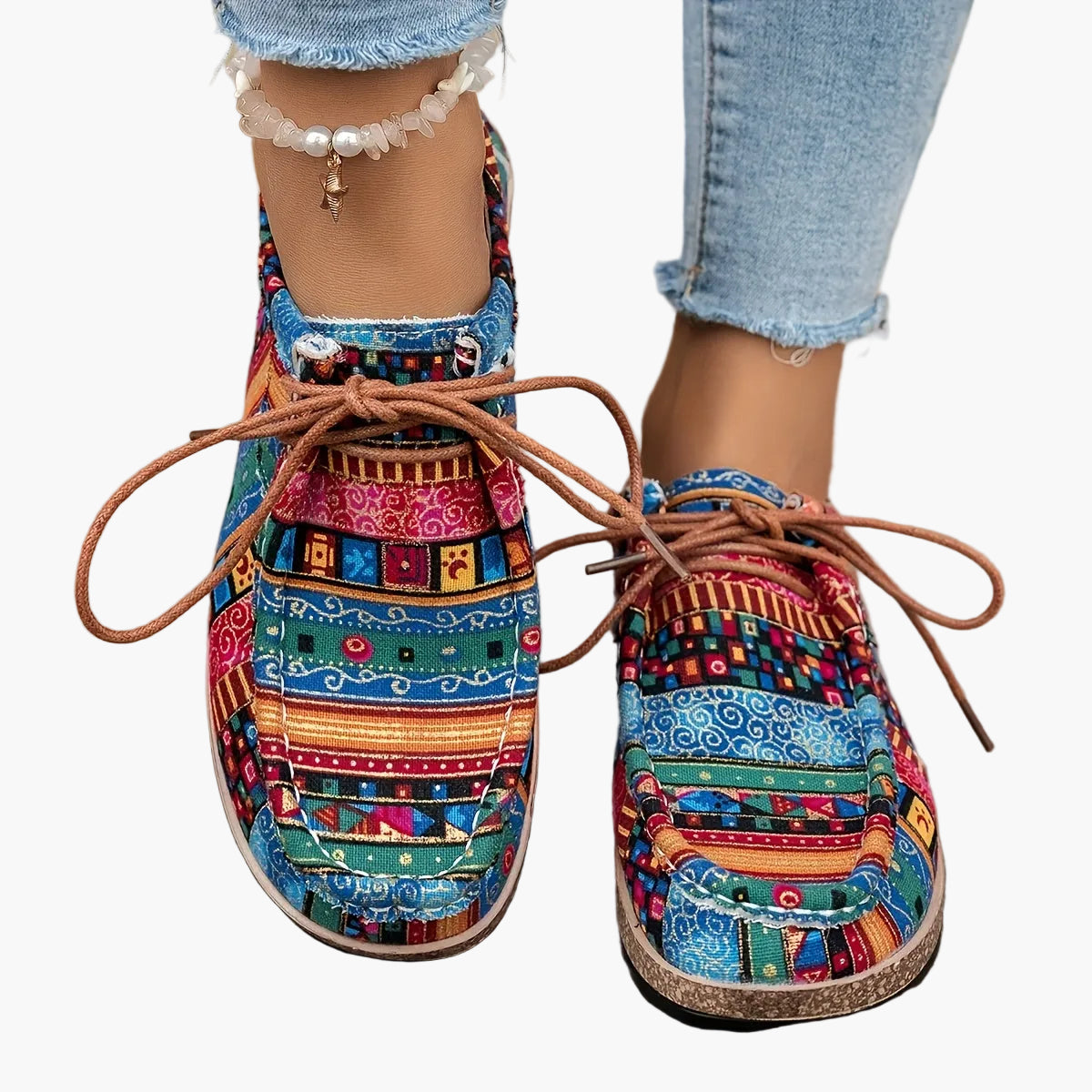 Damen Vintage Freizeitschuhe – Gemusterte Slip-Ons im Boho-Stil für Alltag und Reisen