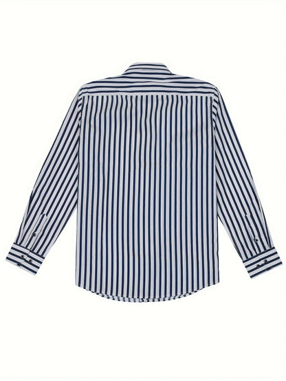 Herren Business-Freizeit Hemd mit modischen Streifen – Slim Fit, Langarm, Ideal für Büro und Alltag