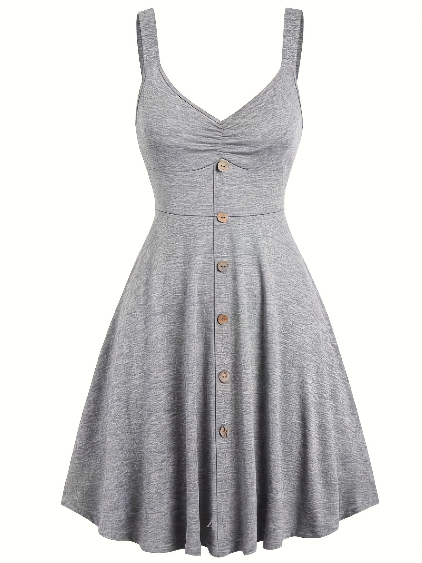 Damen Sommerkleid mit Knopfleiste und V-Ausschnitt – Elegantes Freizeitkleid mit Trägern