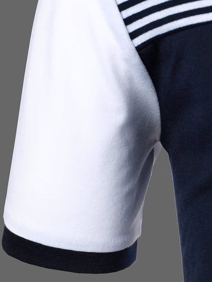 Herren Polohemd Modern Smart-Casual mit Streifen-Design und Brusttasche