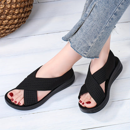 Damen Komfort-Slingback-Sandalen mit Kreuzriemen für Alltag und Freizeit