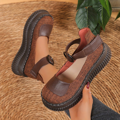 Damen Vintage Mary Jane Plateau-Schuhe für Alltag und Freizeit