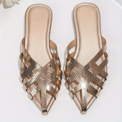 Damen Flache Mules mit Geflochtenem Design und Spitze – Elegante Slip-On Schuhe für Alltag und Ausgehen