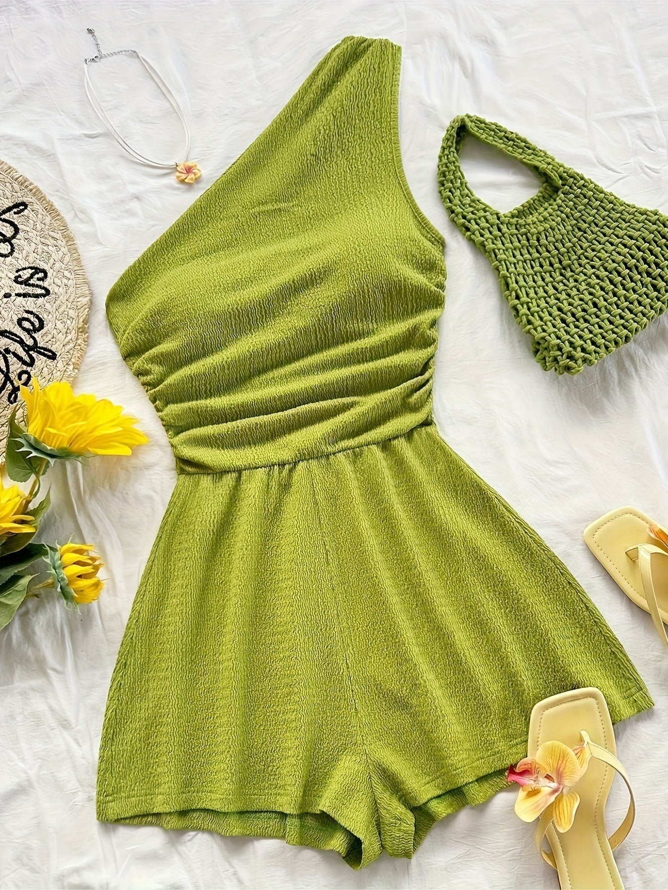 Damen Ein-Schulter-Jumpsuit im lässigen Sommerstil – Perfekt für Freizeit und Urlaub