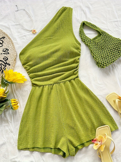 Damen Ein-Schulter-Jumpsuit im lässigen Sommerstil – Perfekt für Freizeit und Urlaub