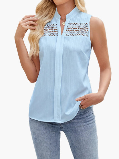 Damen Elegante Ärmellose Bluse mit Spitzendetail für Freizeit und Büro