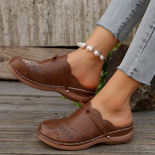 Damen Vintage Komfort Clogs Slip-On Schuhe für Freizeit und Alltag