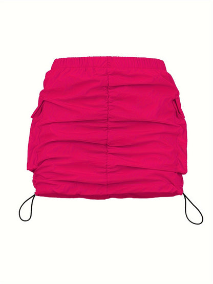 Damen Utility Minirock mit Kordelzug und Cargo-Taschen – Moderner Streetstyle