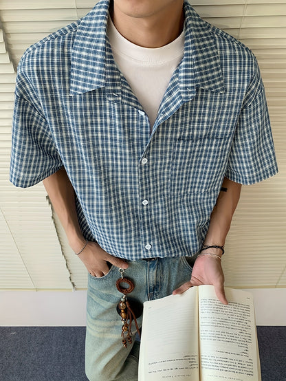 Herren Kurzarm Freizeithemd im karierten Oversize-Look – Lässiger Style für Alltag und Freizeit